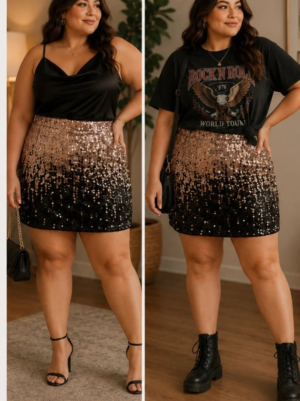 Black Sequin Mini Skirt - Evening Sparkle